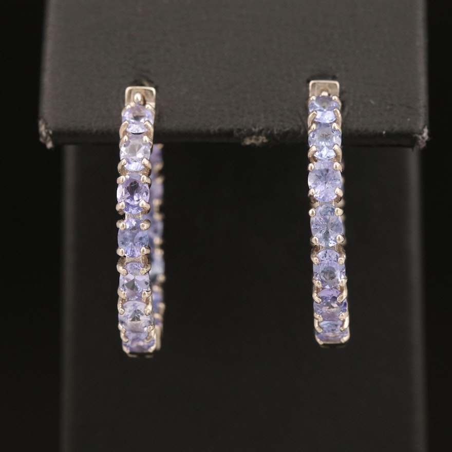 Sterling Tanzanite Inside-Out Hoop Earrings