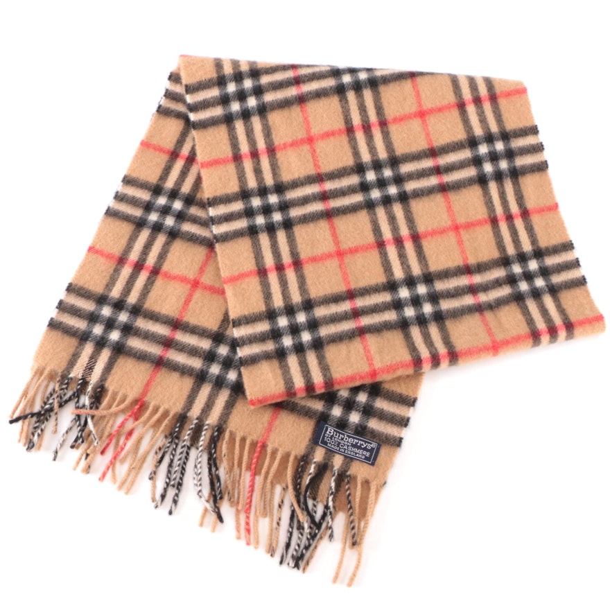 Burberrys of London Cashmere Fringed Scarf in "Nova Check"