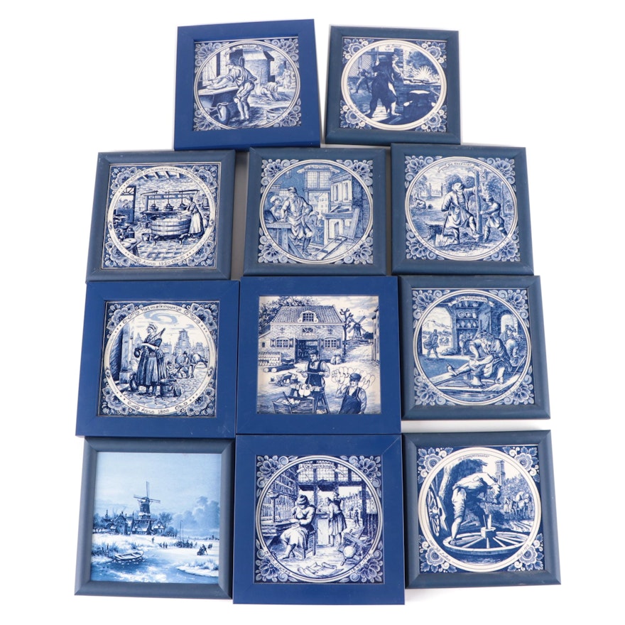 After Jan Luyken Delft Framed Dutch Professions Tiles