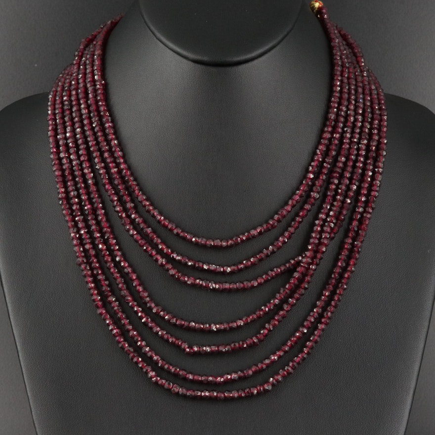 Layered Garnet Necklace with Slide Clasp