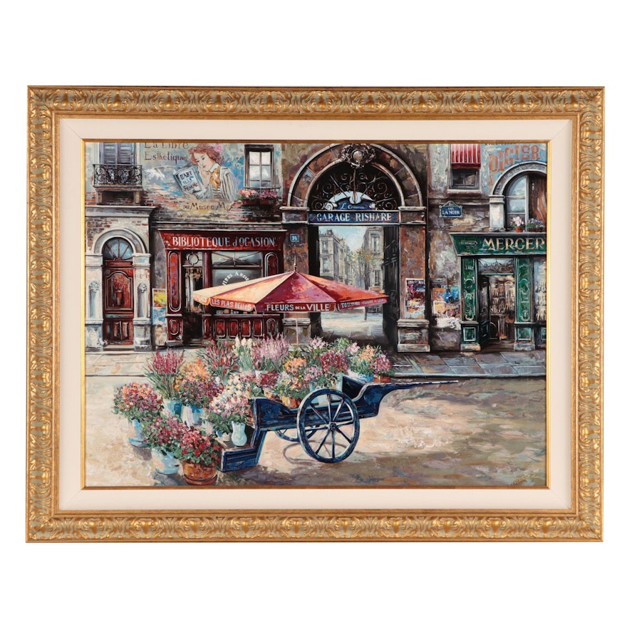 Vadik Suljakov Embellished Serigraph "Fleurs de la Ville," 21st Century