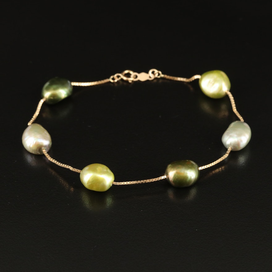 14K Pearl Station Bracelet