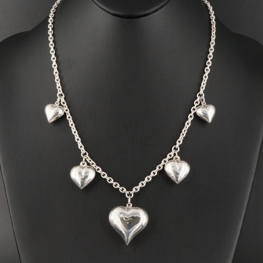 Sterling Silver Puffed Heart Necklace