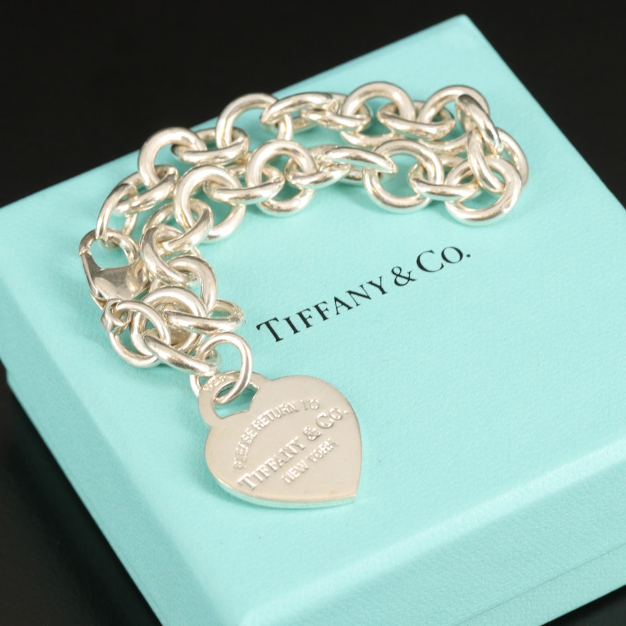 Tiffany & Co. "Return to Tiffany" Sterling Heart Charm Bracelet