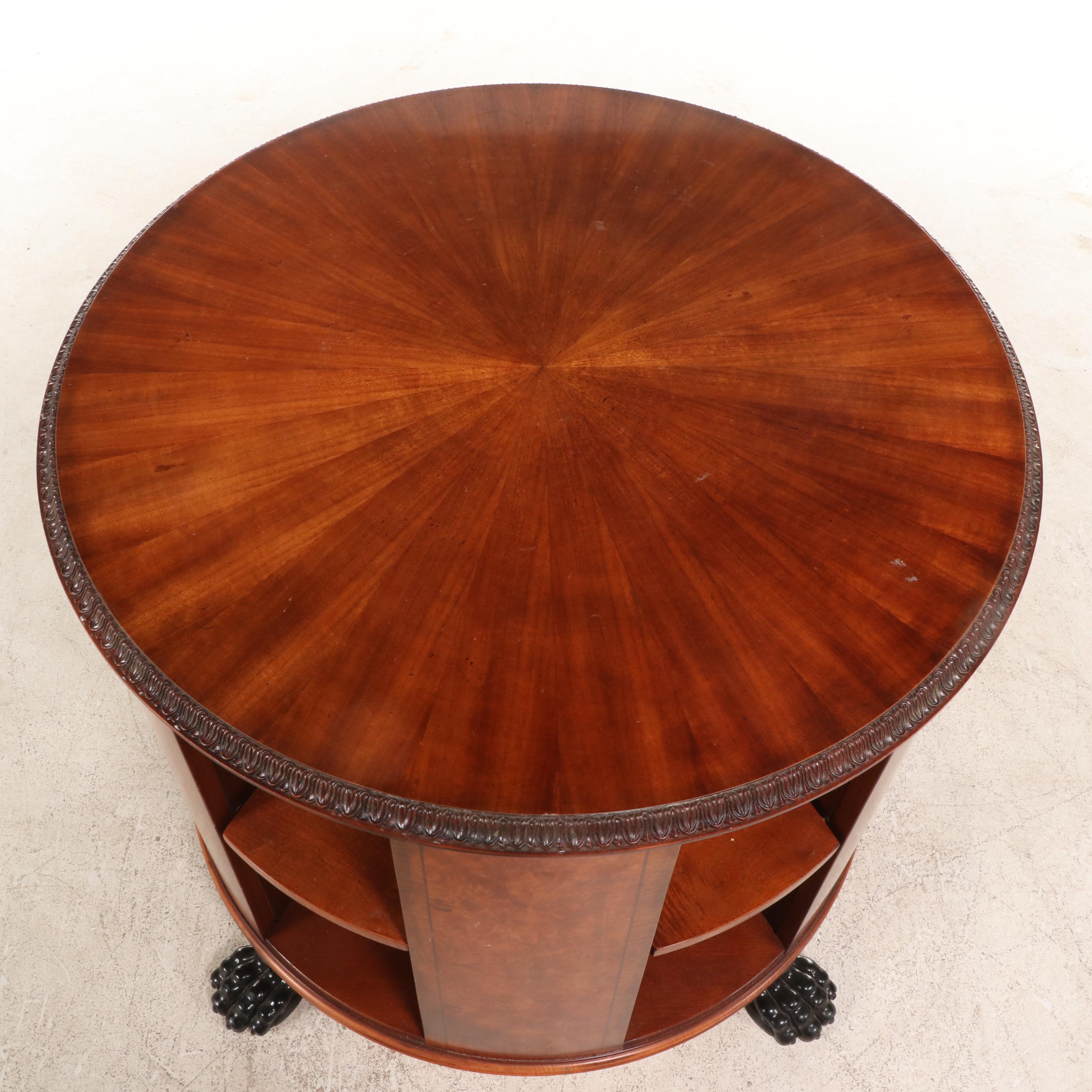 William IV Style Mahogany and Burr Wood Revolving Library Table