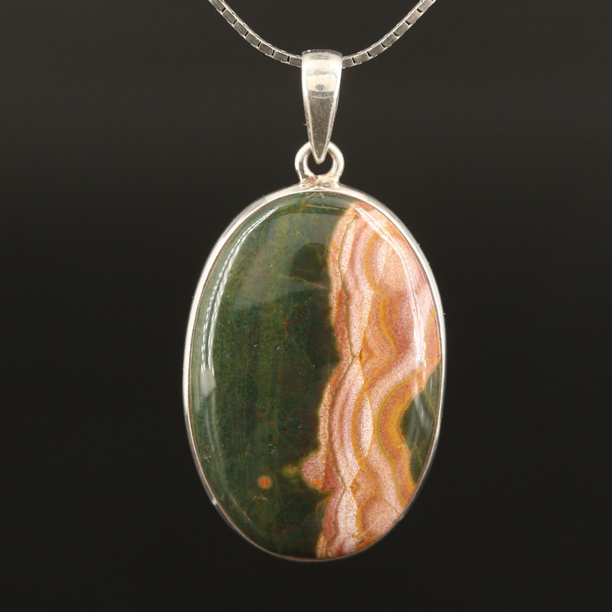 Sterling Jasper Pendant Necklace