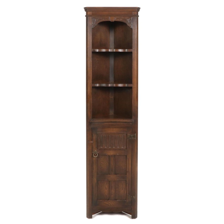 English Arts and Crafts Style Oak Corner Cabinet, Late 19th/ 20th Century