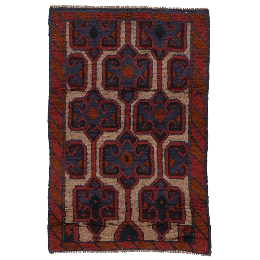 2'5 x 3'8 Hand-Knotted Afghan Turkmen Rug, 2000s