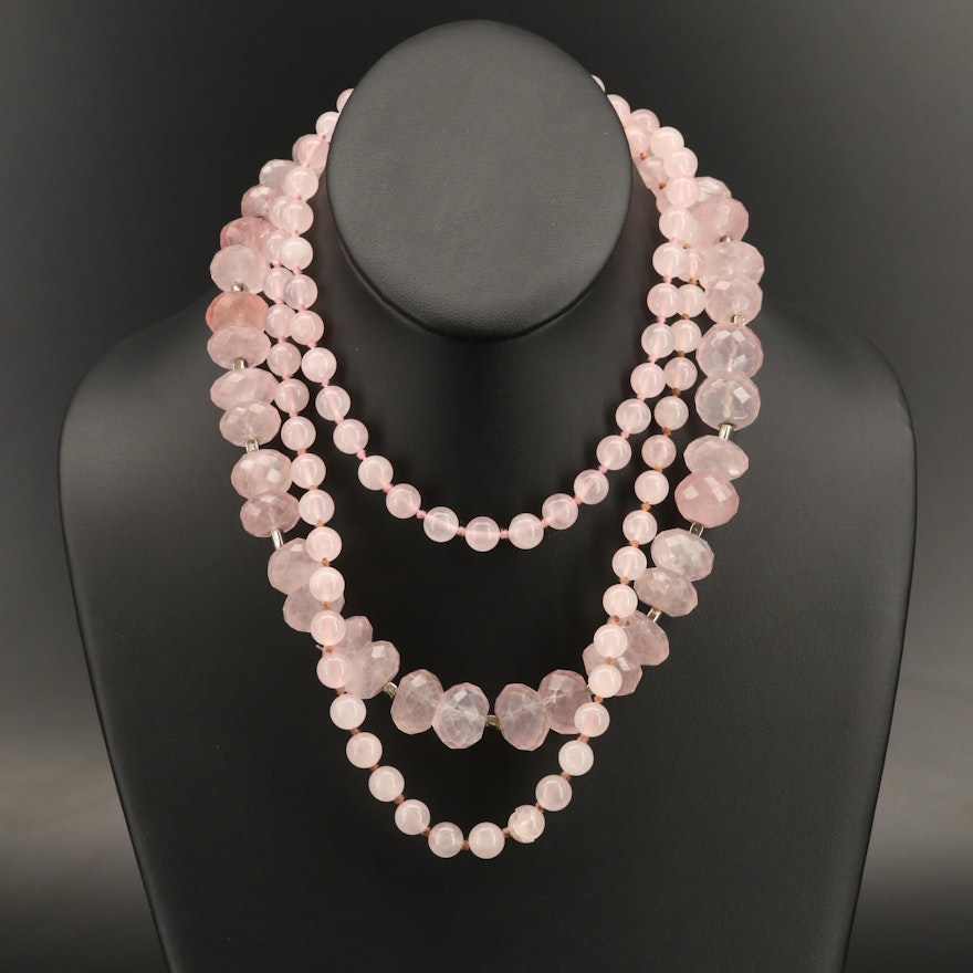 Rose Quartz Necklaces Including Sterling