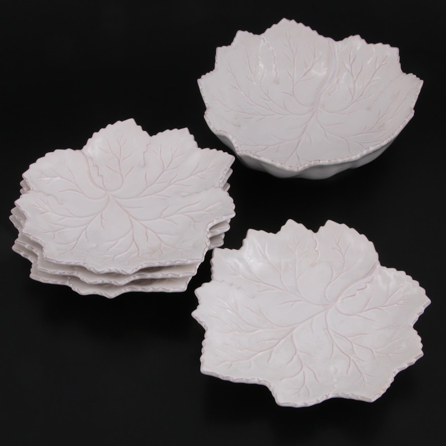 Olfaire Ceramic Leaf Plates and Serving Bowl, 2009-2010