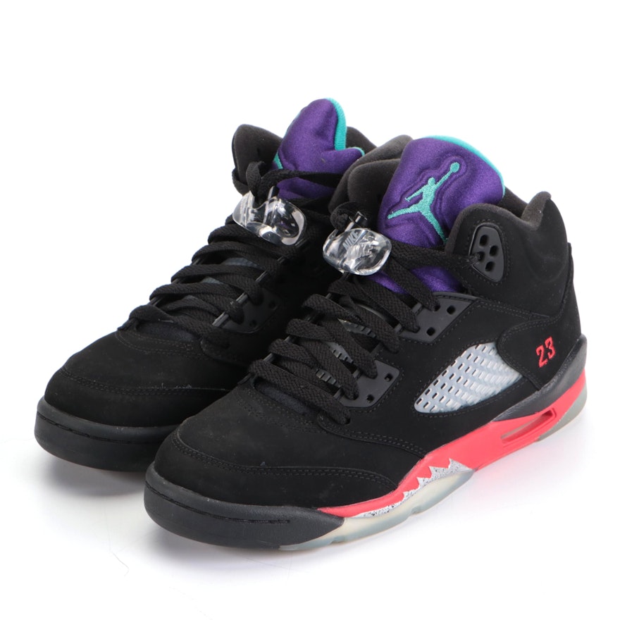 Kids' Nike Air Jordan 5 Retro (GS) Top 3 Black-Red-Grape-Ice-New Emerald CZ2989