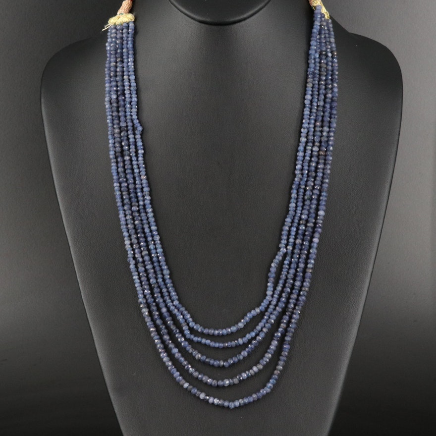 Layered Corundum Necklace Adjustable to Opera Length