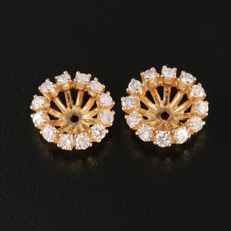 14K 0.74 CTW Diamond Halo Earring Jackets