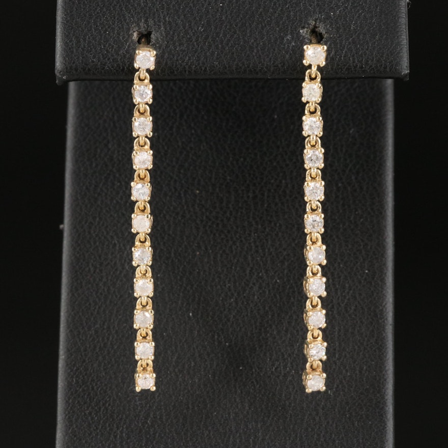 10K Diamond Line Earrings