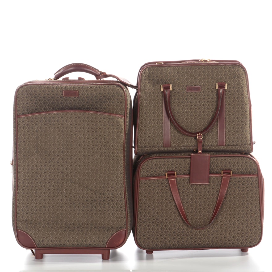 Hartmann Canvas and Leather Three-Piece Travel Luggage Set