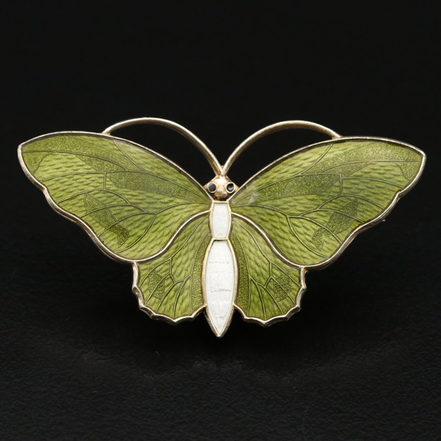Askel Holmsen Sterling Enamel Butterfly Brooch