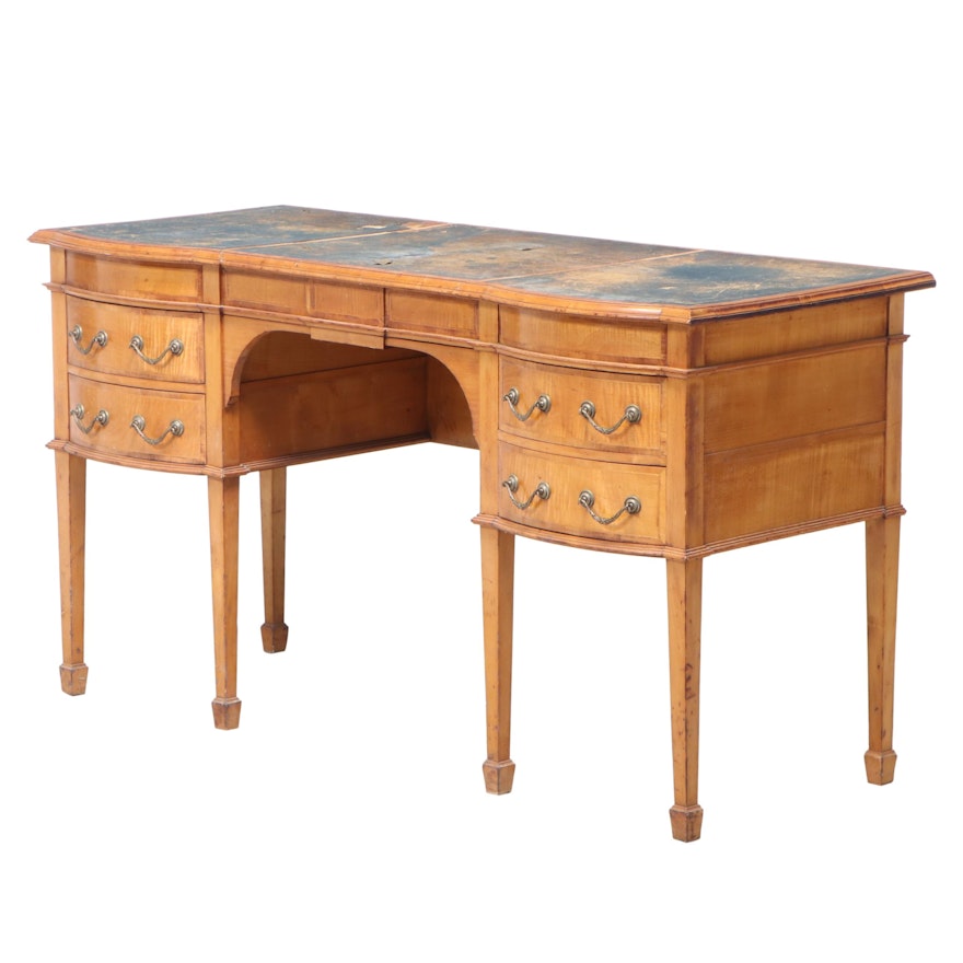 Edwardian Satinwood and Leather Top Desk