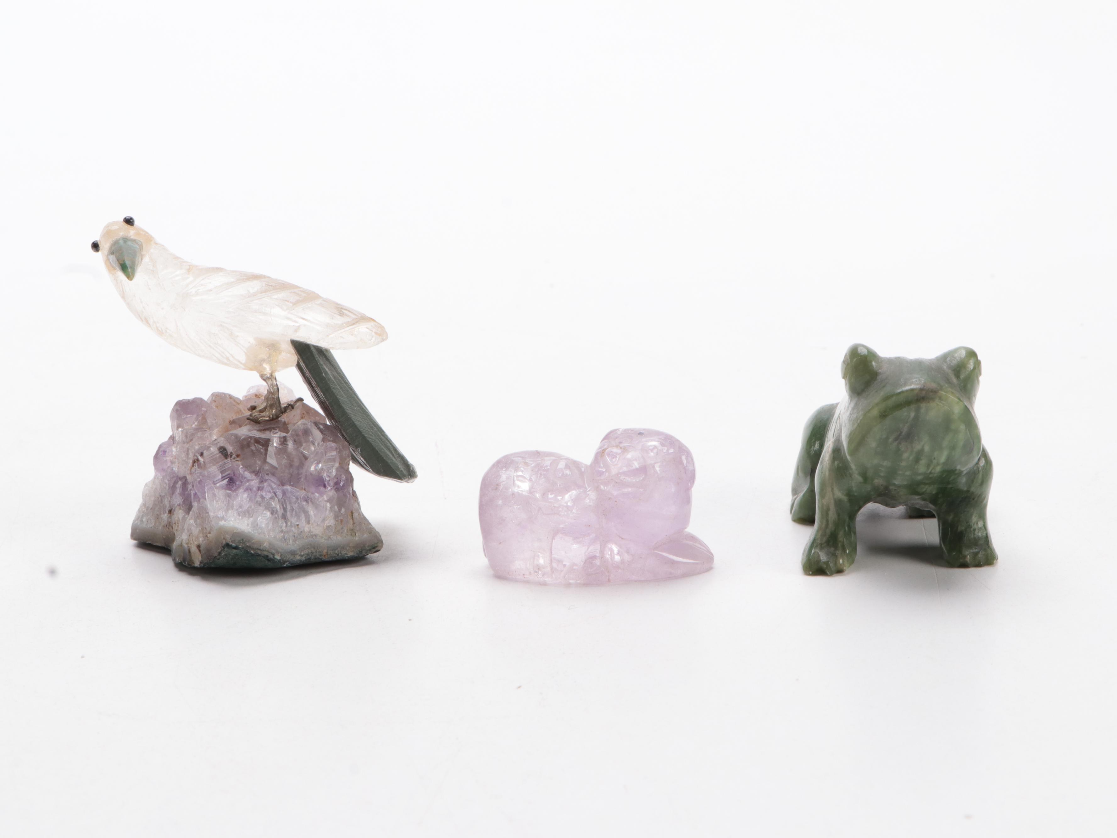 Inuit Carved Soapstone Animals with Other Carved Stone Figurines