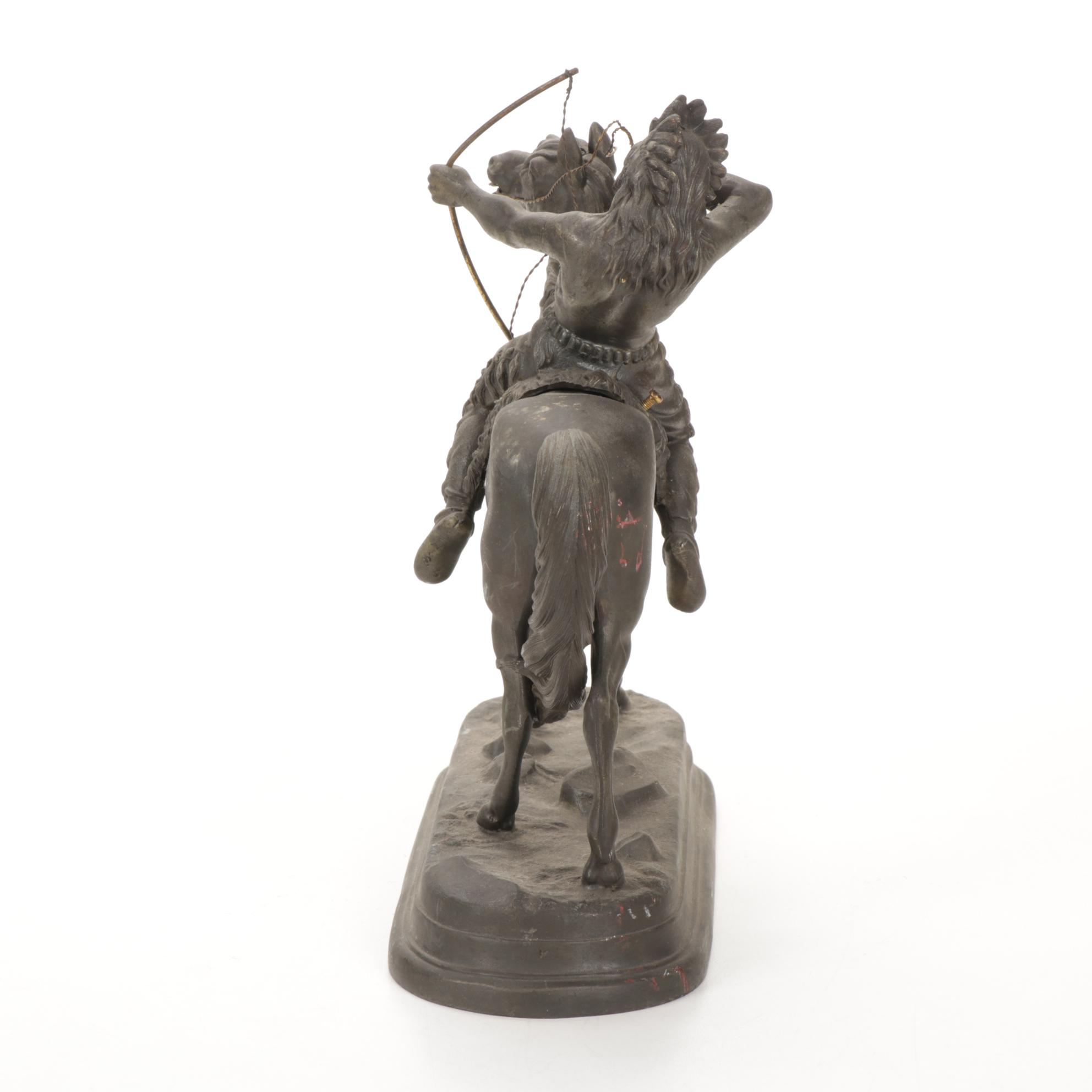Native American on Horse Metal Figurine