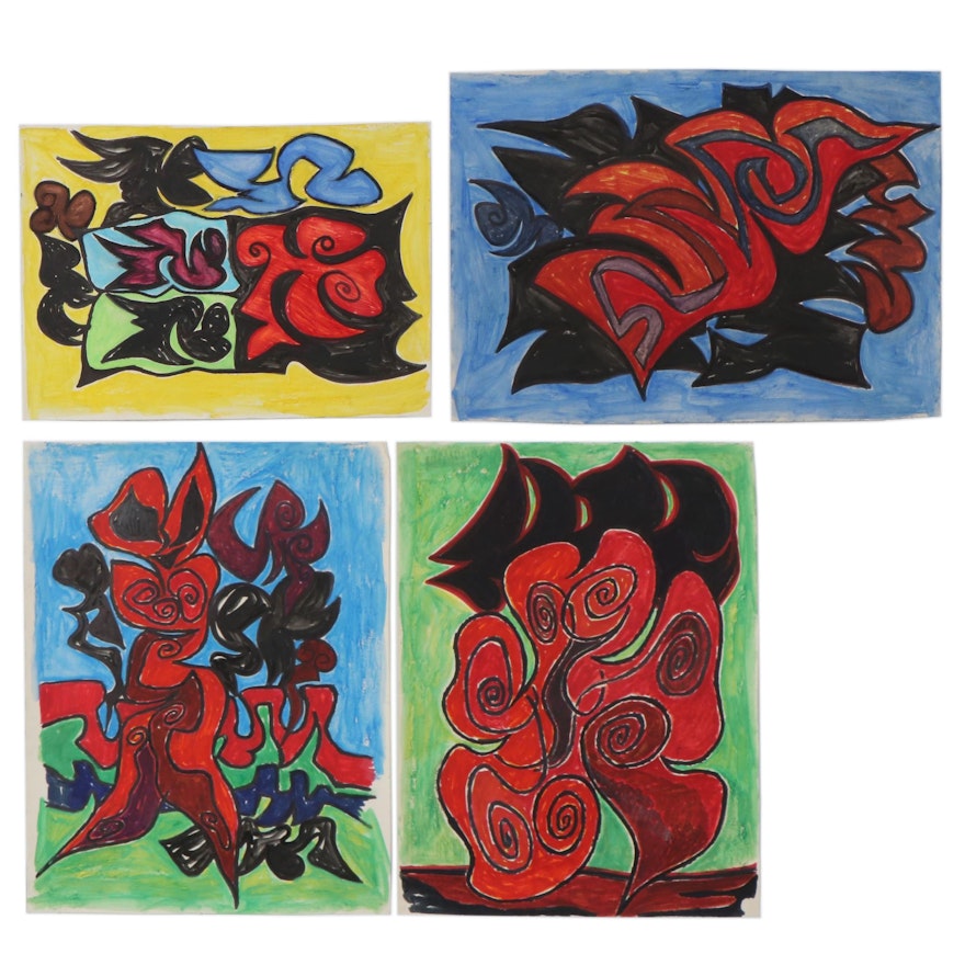 Achi Sullo Drawings of Organic Abstractions, Circa 1958