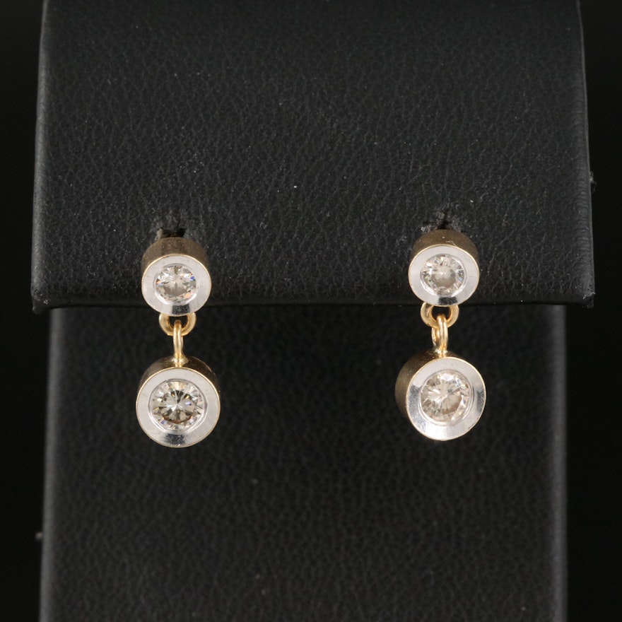 14K 0.52 CTW Diamond Bezel Set Drop Earrings