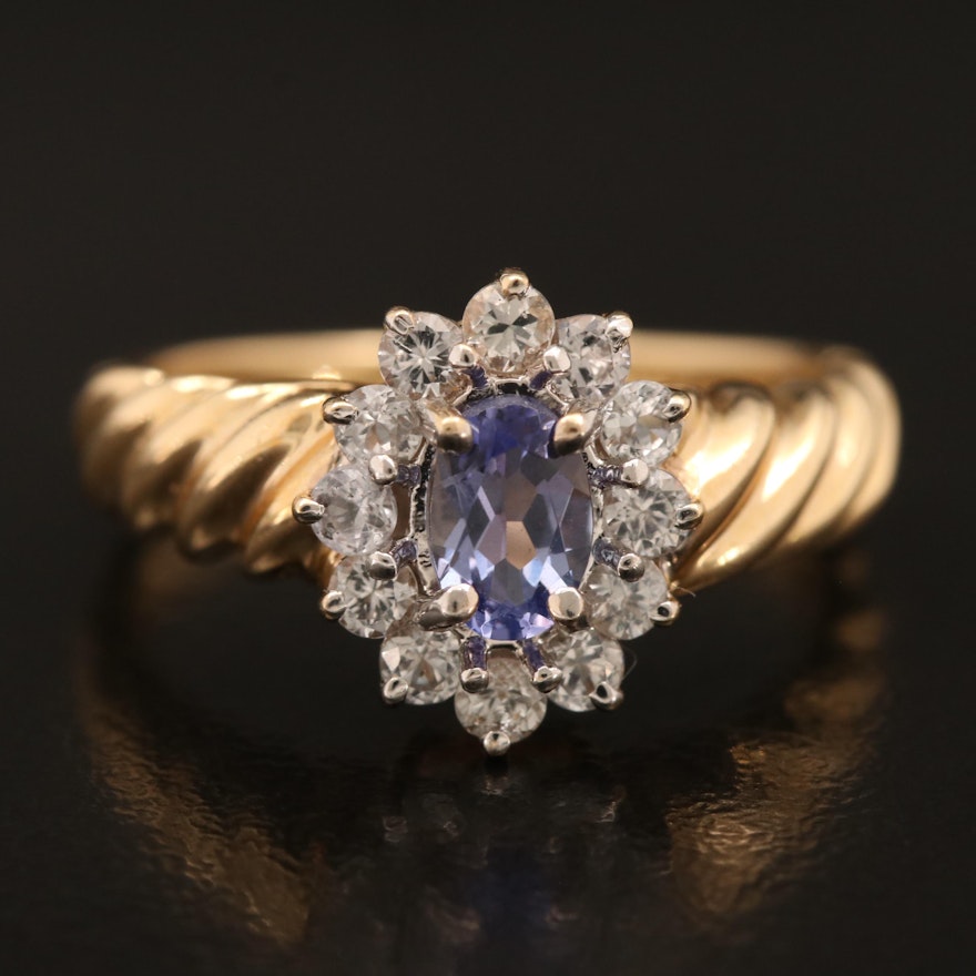 14K Tanzanite and Sapphire Ring