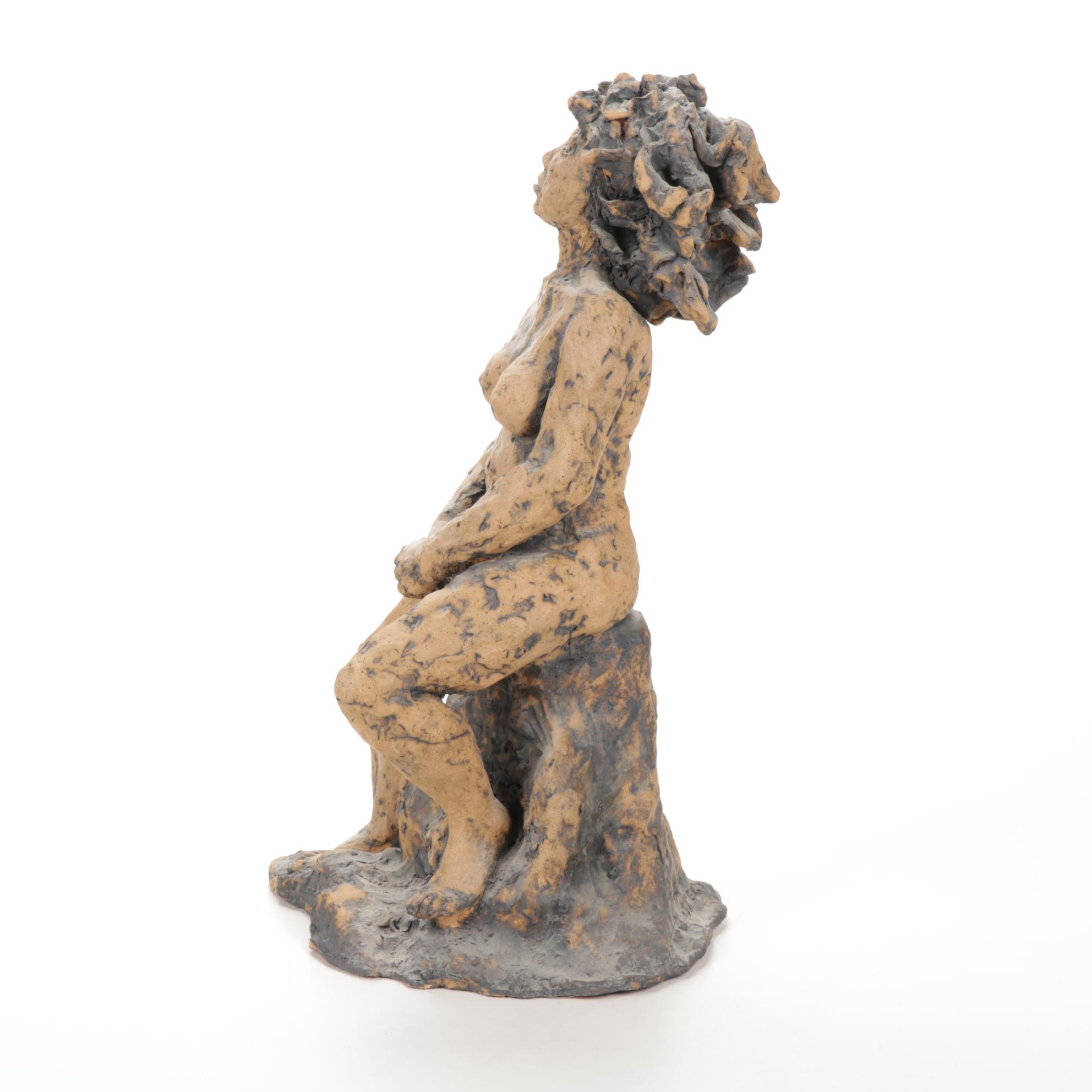 Patricia Pillitteri Ceramic Sculpture of Seated Female Nude