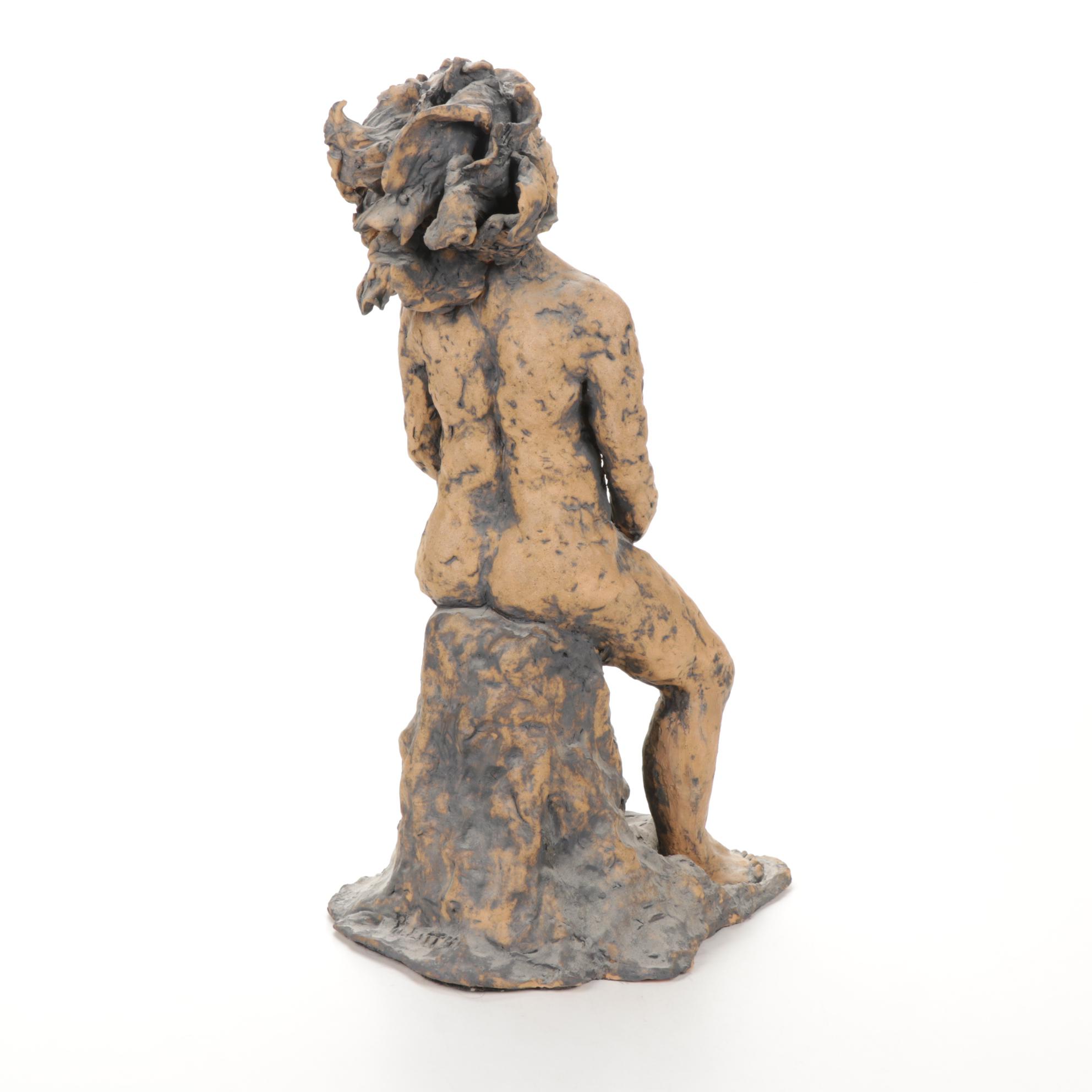 Patricia Pillitteri Ceramic Sculpture of Seated Female Nude
