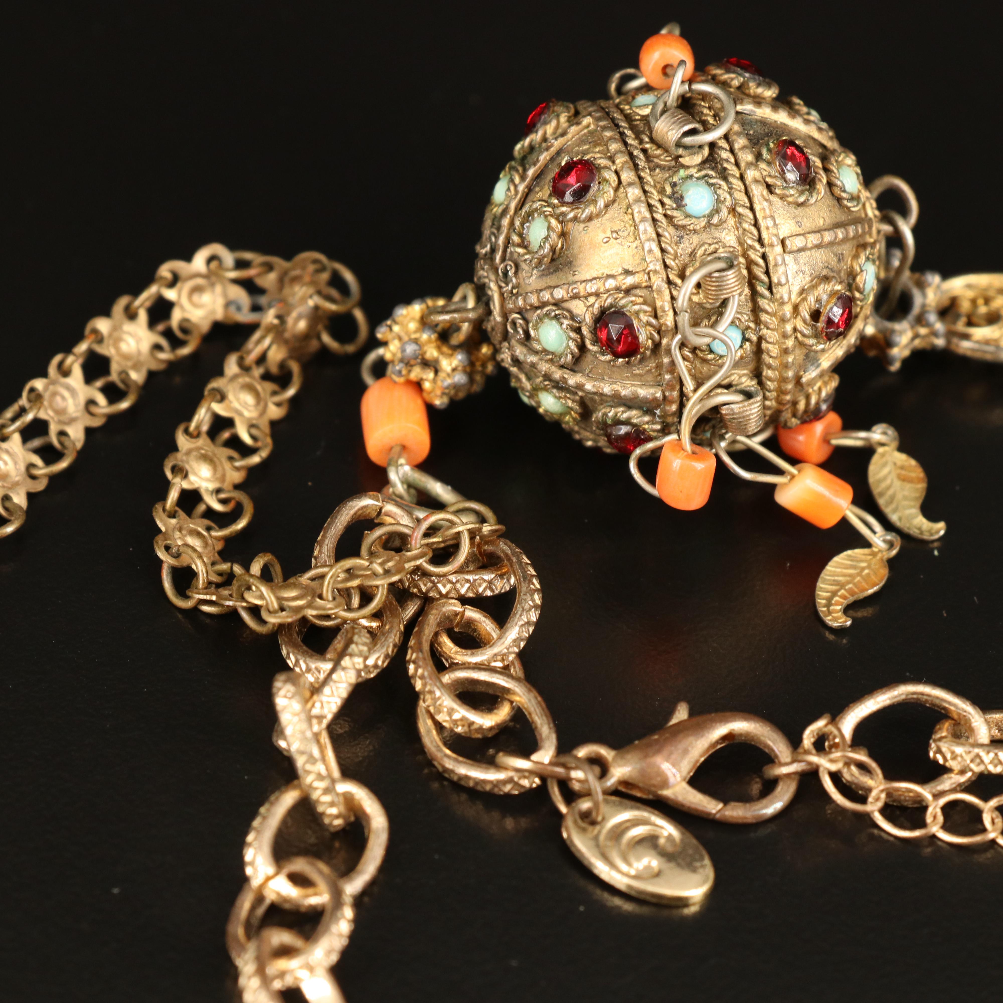 Cannetille Sautoir and Necklaces with Freeform Ring