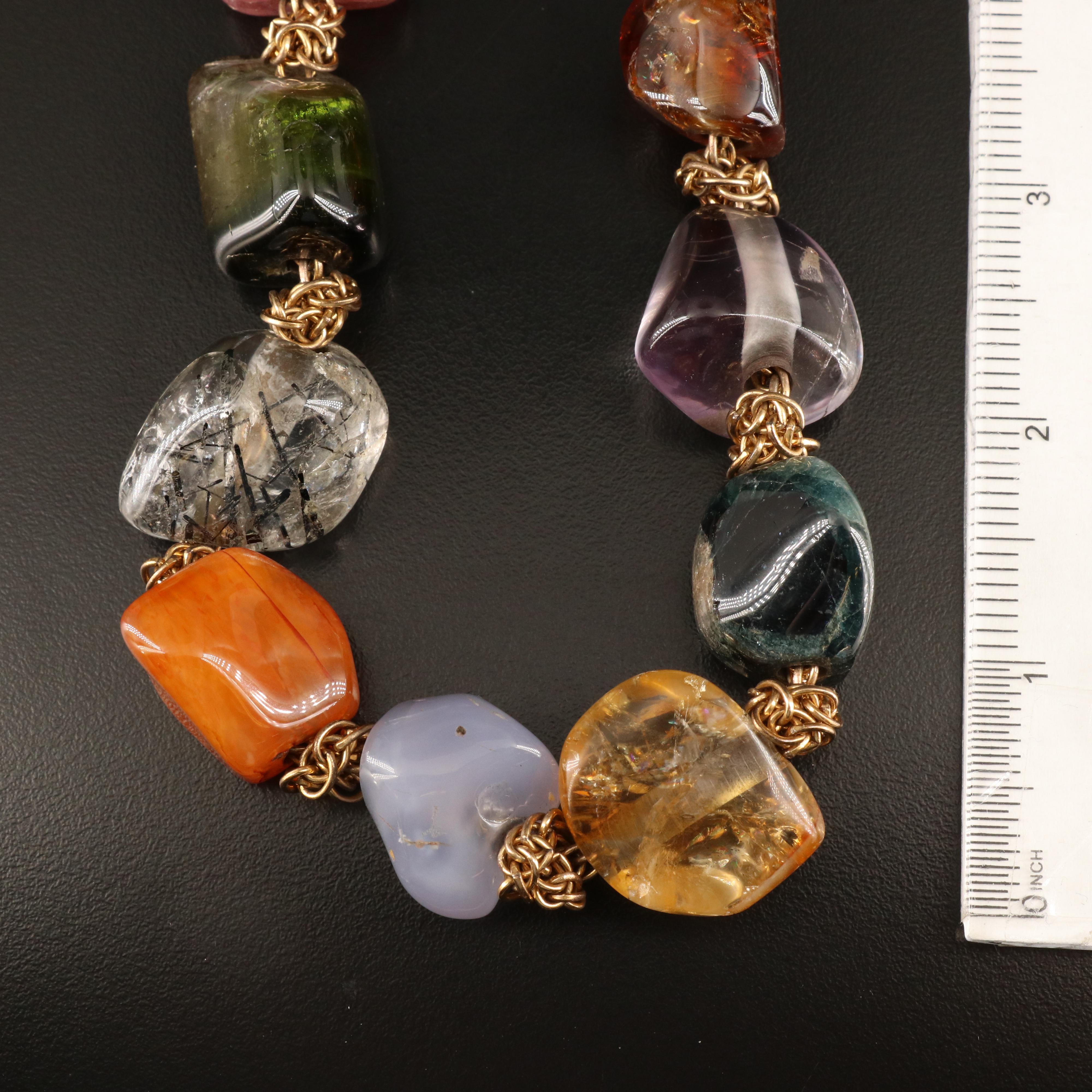 Beaded Necklaces with Amazonite, Aventurine and Tourmalinated Quartz