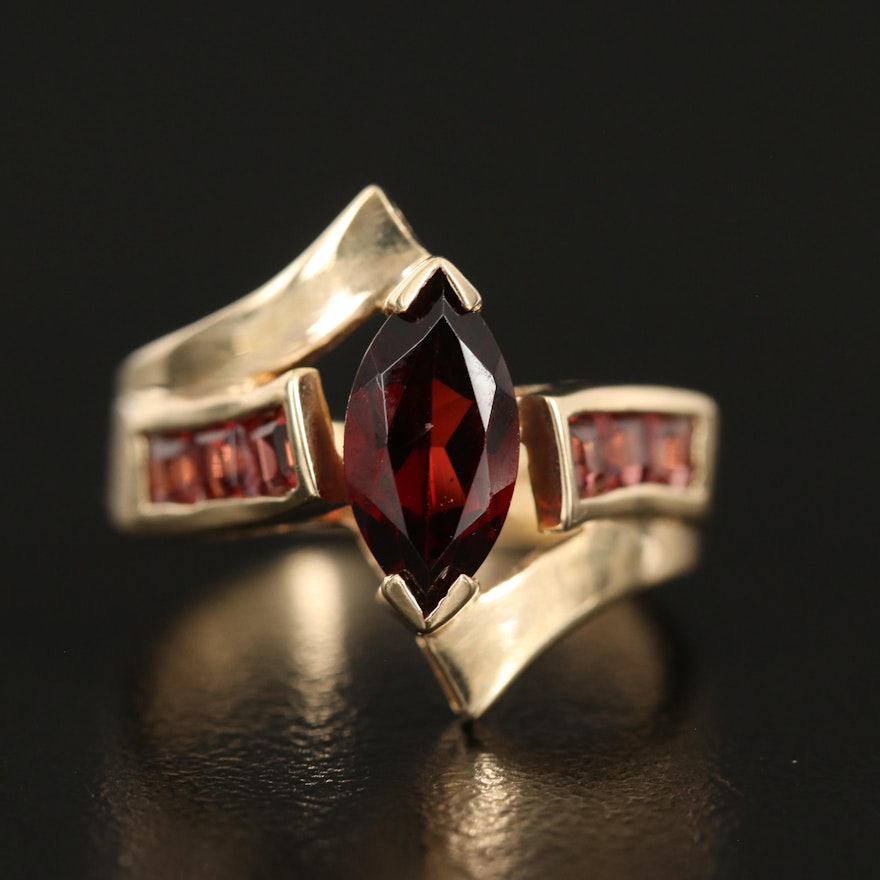 10K Garnet Bypass Ring