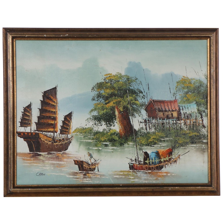Nautical Oil Painting, Late 20th Century