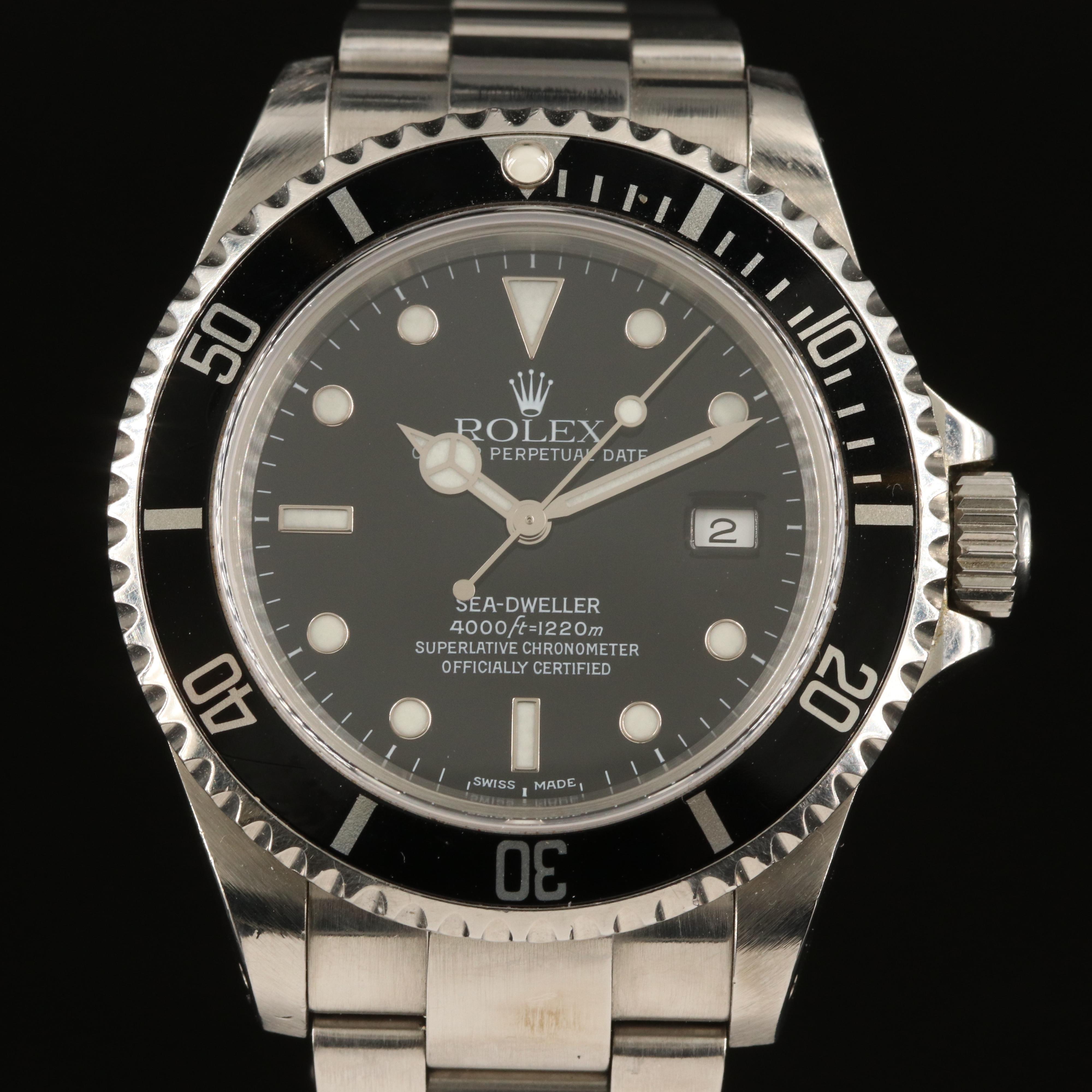 1999 Rolex Sea-Dweller Stainless Steel Watch with Box and Papers