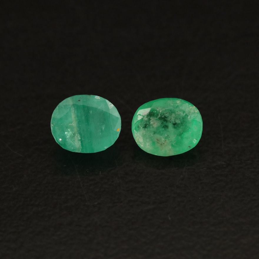 Loose 1.61 CTW Oval Faceted Emerald Matched Pair