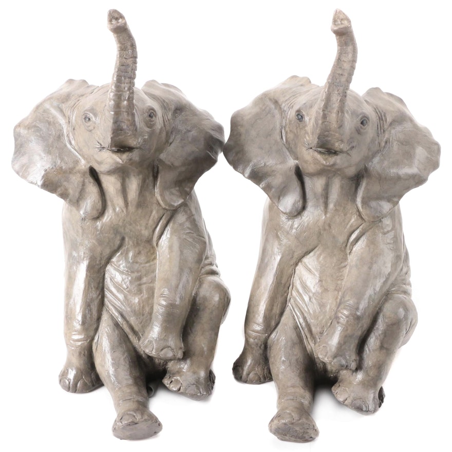 David H. Turner Cast Bronze Elephant Bookends, 1996