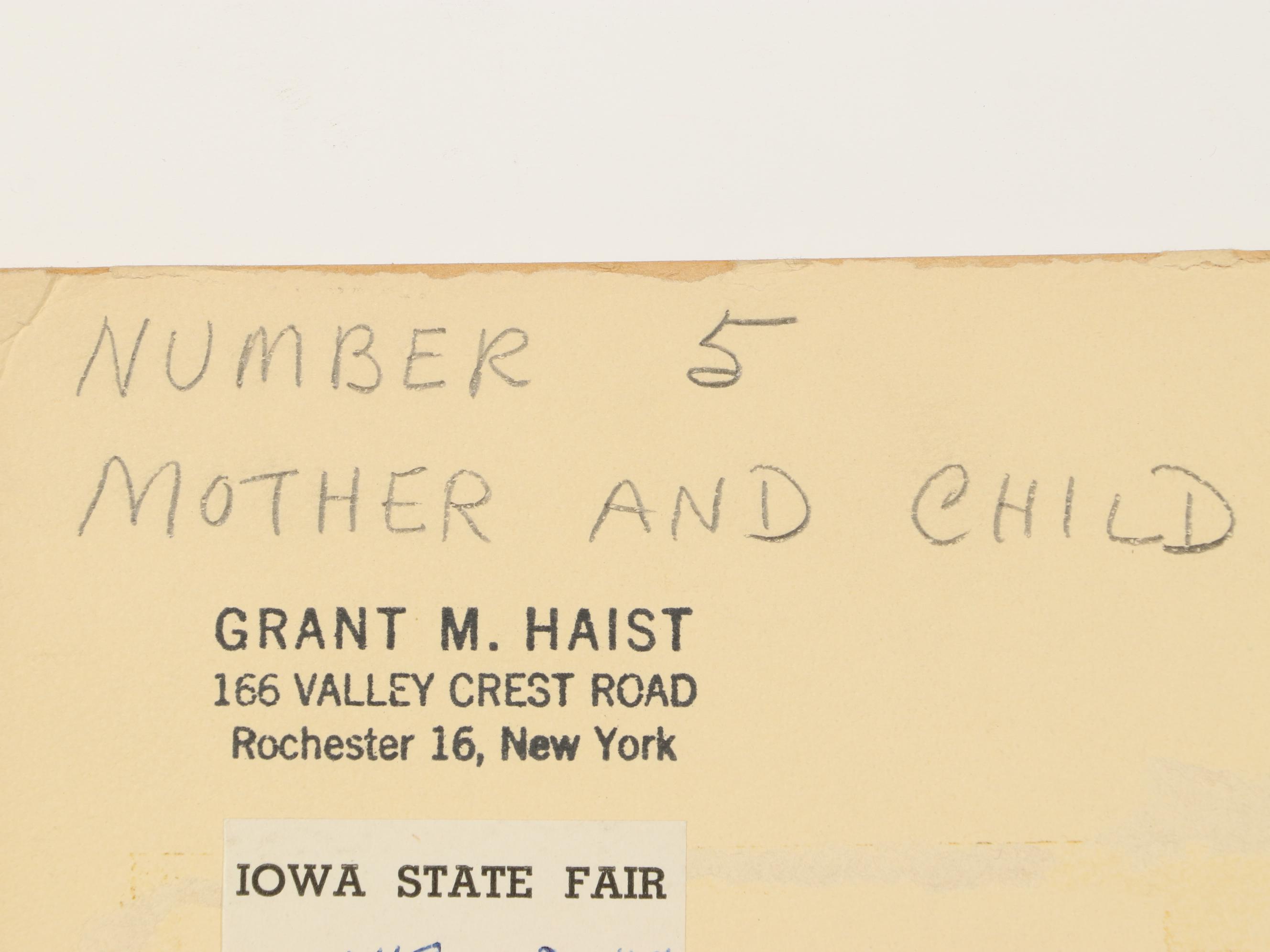 Grant Haist Silver Print Photograph "Mother and Child," Circa 1958