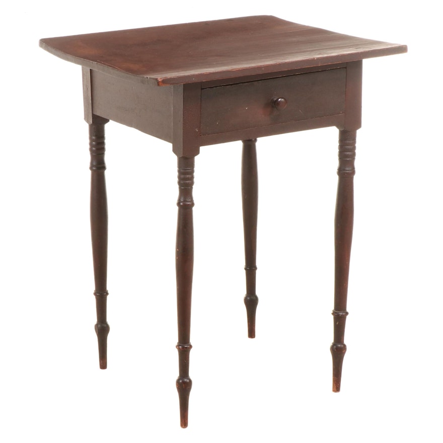 American Primitive One-Drawer End Table, Early 19th Century