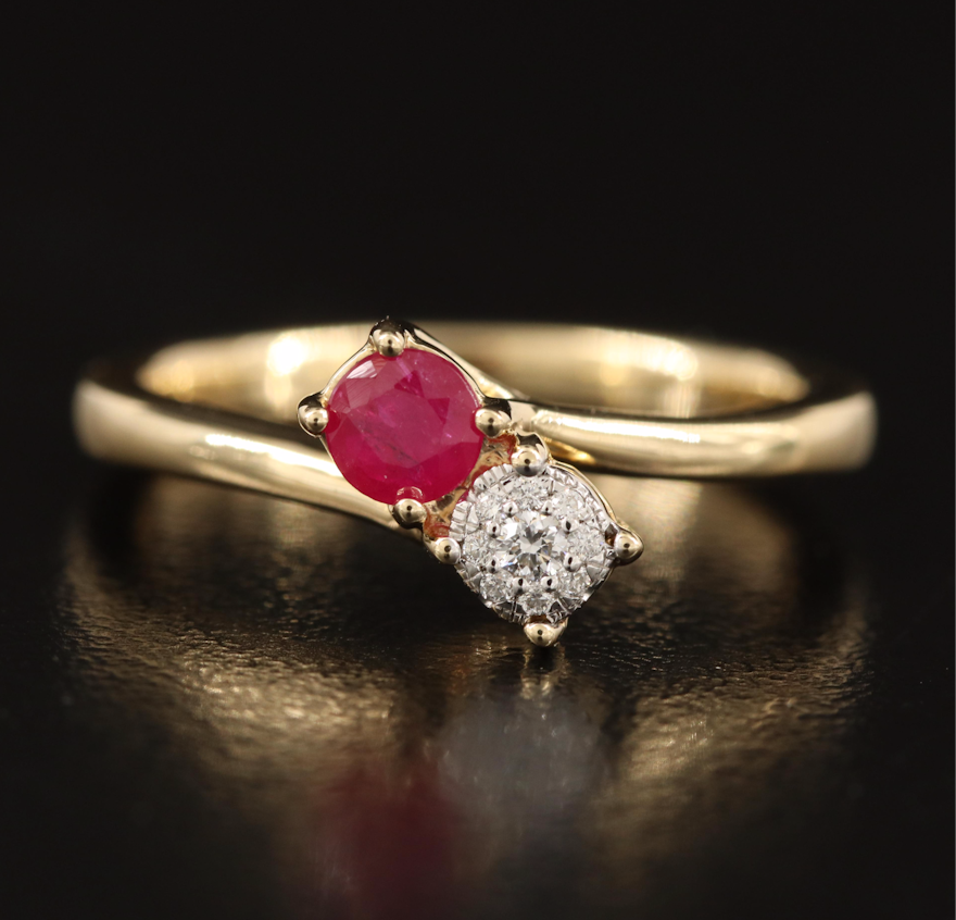 14K Diamond and Ruby Toi et Moi Ring