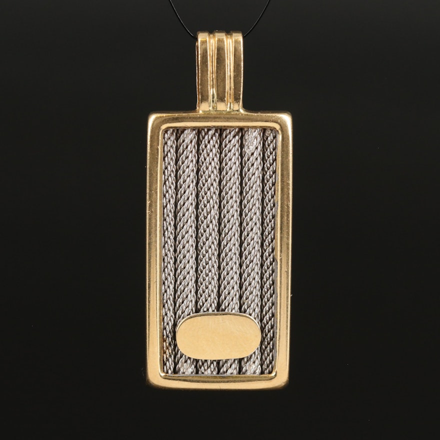 18K Pendant with Braided Cable Inserts
