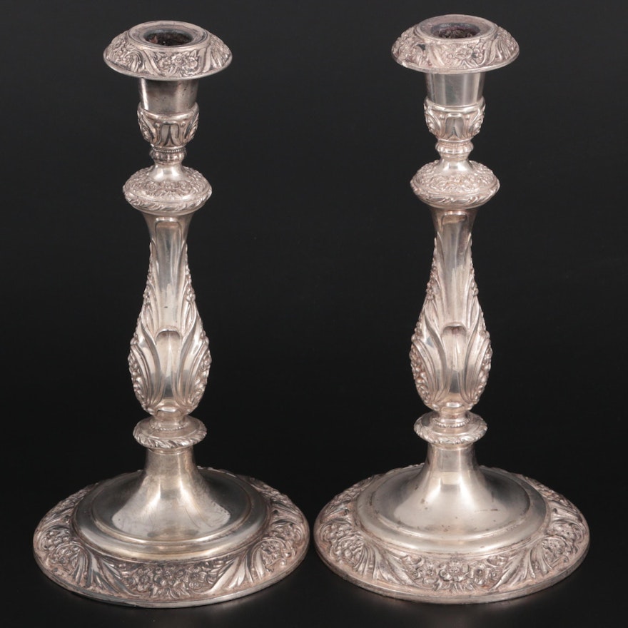 1847 Rogers Bros. "Heritage" Silver Plate Candlesticks