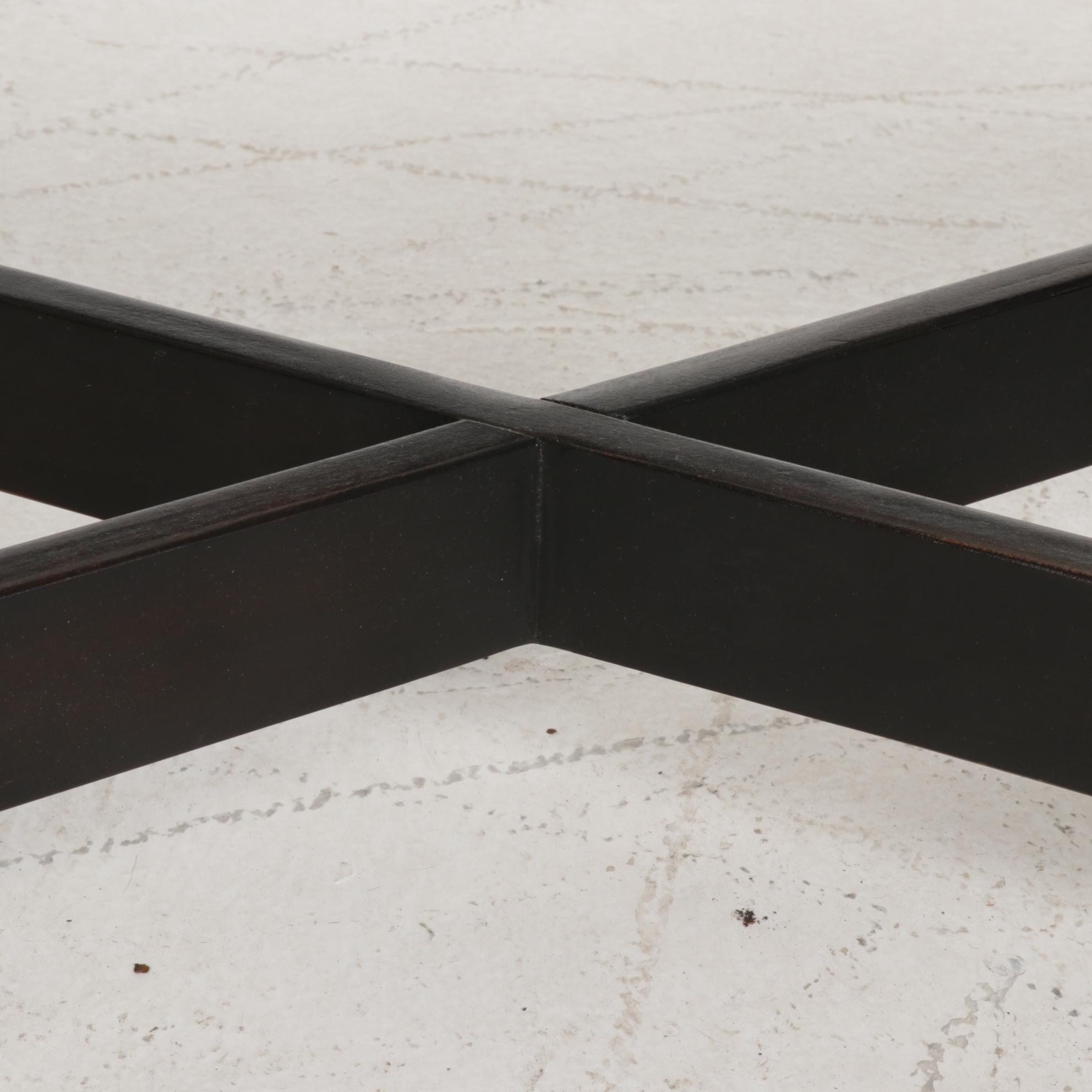 Contemporary Glass Top Wood Coffee Table
