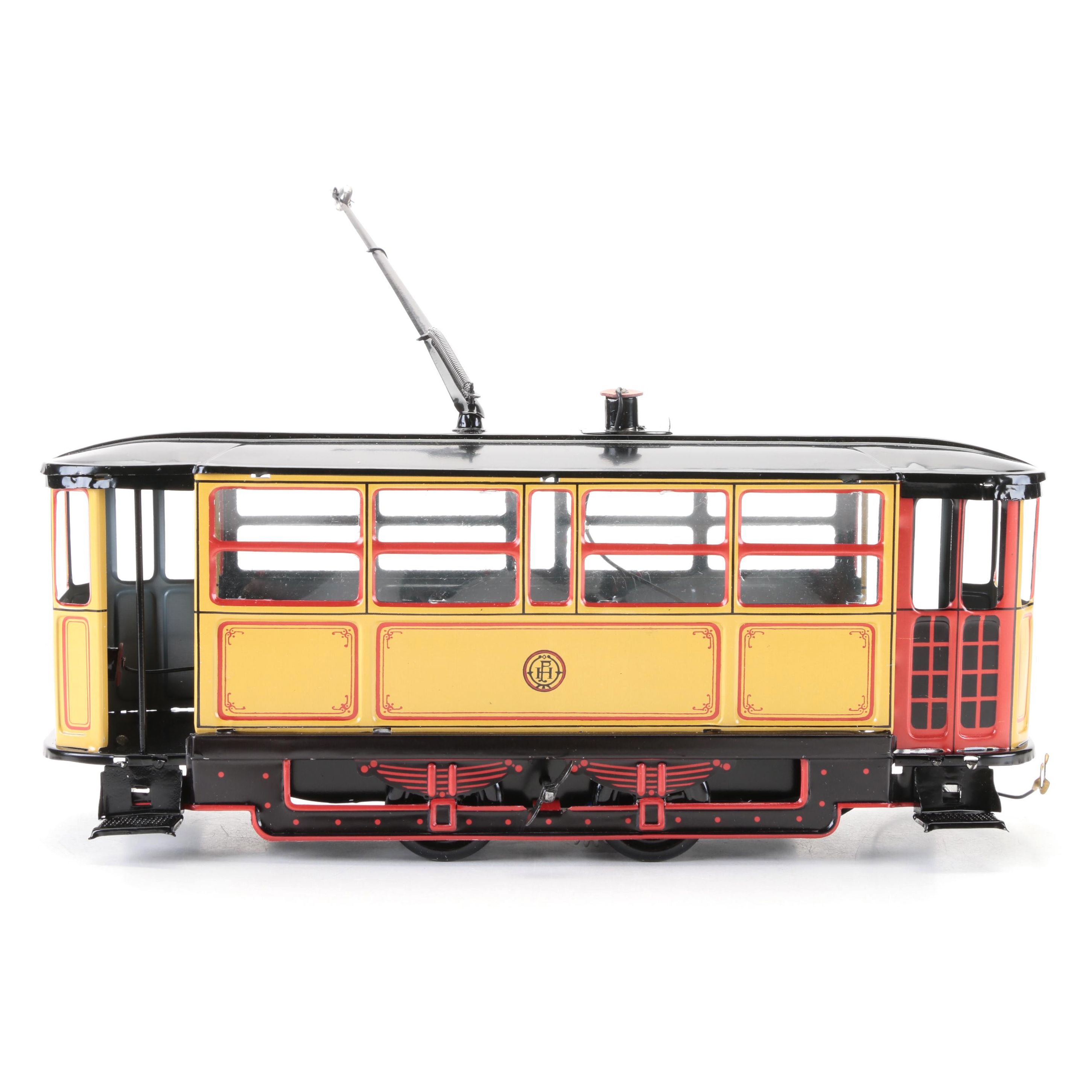 Trolley Reproduction Wind-Up Tin Toy by Paya, 1990s