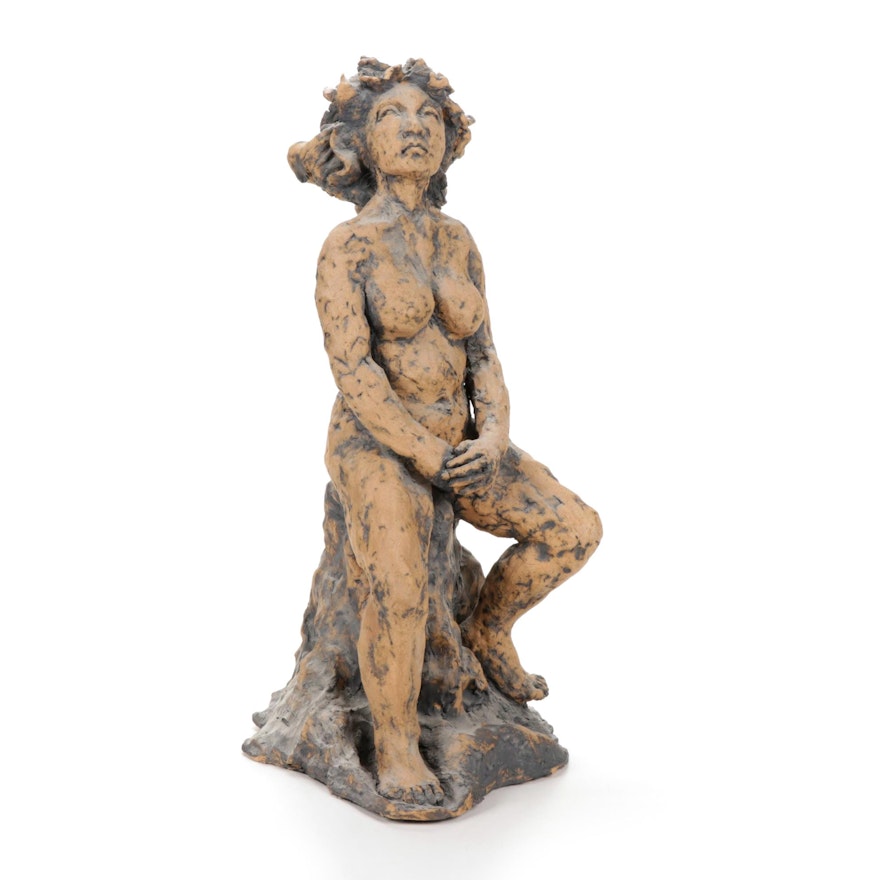 Patricia Pillitteri Ceramic Sculpture of Seated Female Nude