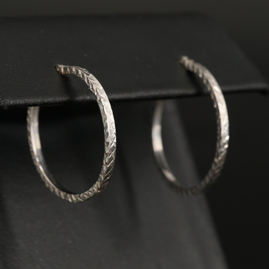 Sterling Square Edge Hoop Earrings