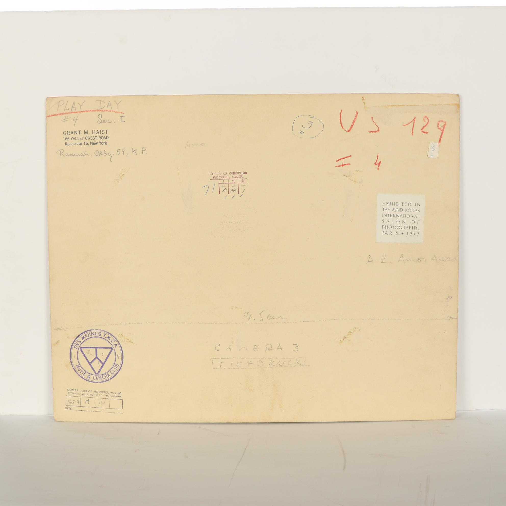 Grant Haist Silver Print Photograph "Play Day," Circa 1959