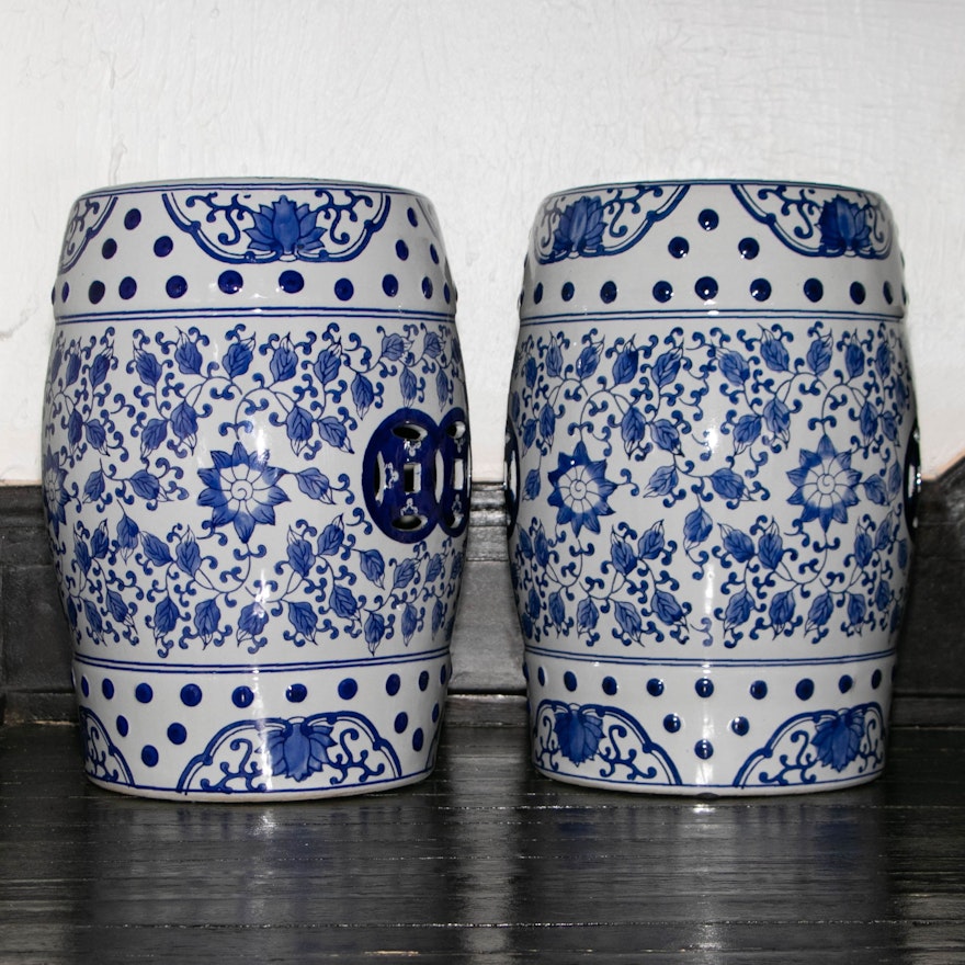 Safavieh Chinese Style Blue and White Ceramic Garden Stools