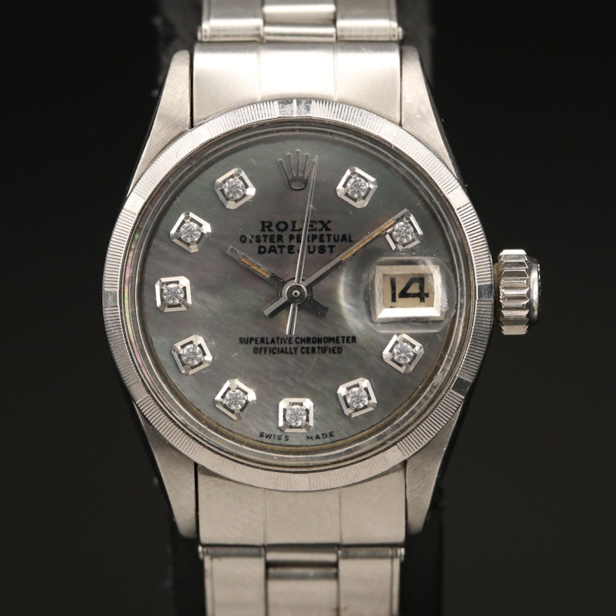 1964 Rolex Datejust Stainless Steel Wristwatch with Mother of Pearl