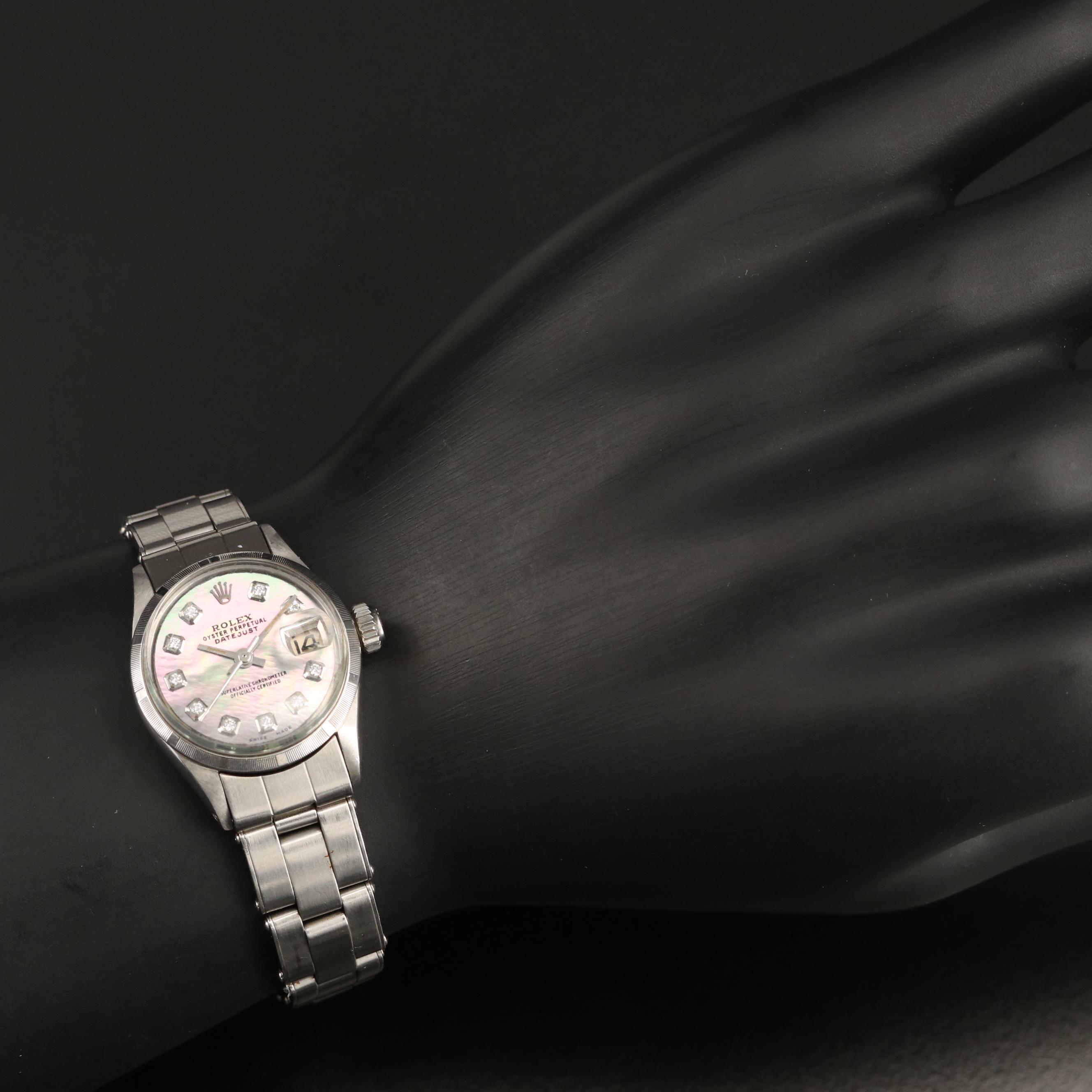 1964 Rolex Datejust Stainless Steel Watch with Mother of Pearl