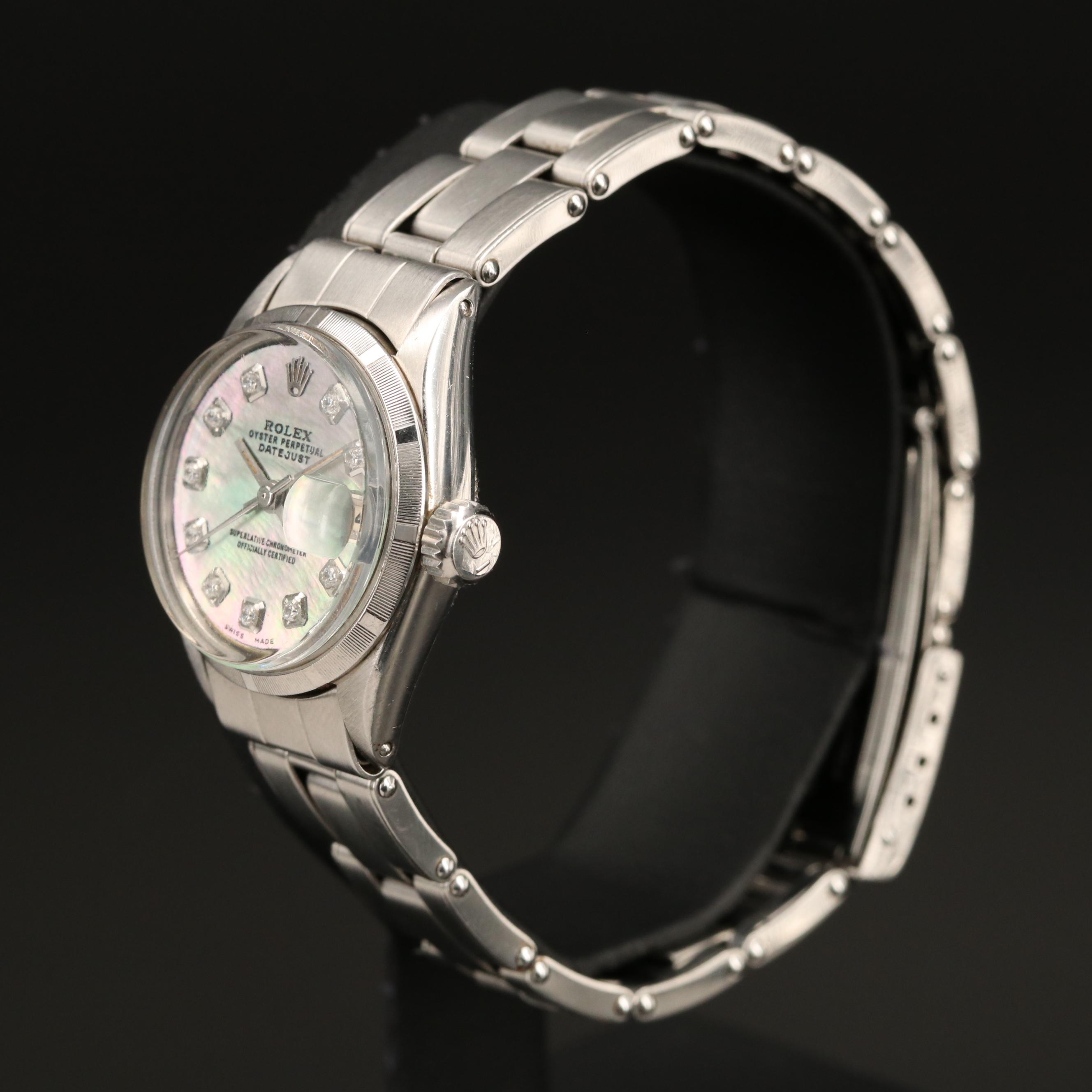 1964 Rolex Datejust Stainless Steel Watch with Mother of Pearl