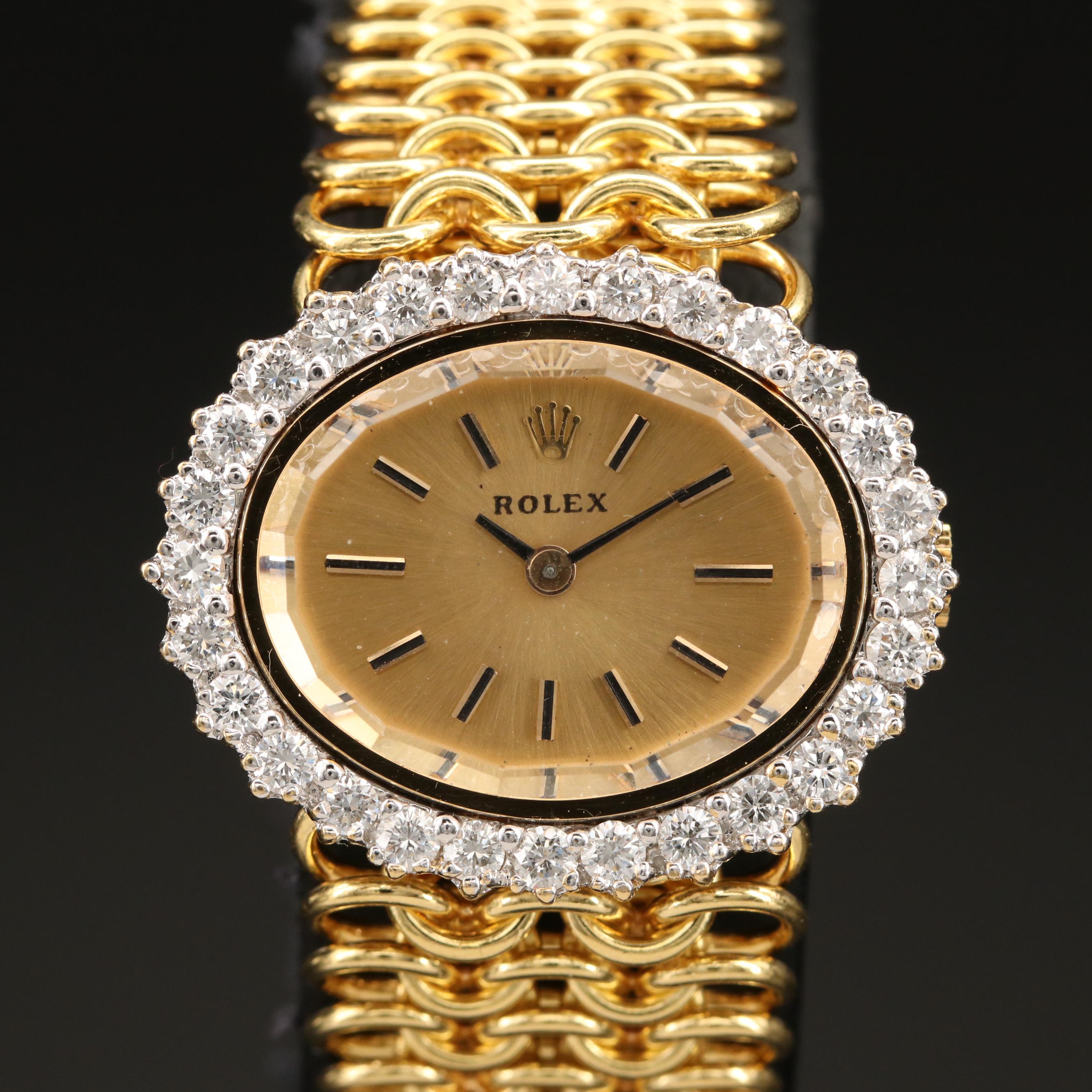 Vintage Rolex 18K 1.00 CTW Diamond Watch